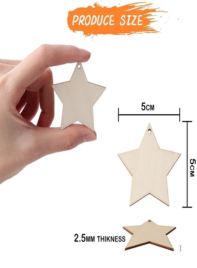 ROOT KRAFT [50pcs]-[ 5cmx5cm]-Star Wooden Pine MDF Cutouts Unfinished Tags for Key Chain,Slices Crafts,Xmas Holiday Hanging Decorations,Painting Wood Craft,MDF Plains,Resin Art Work - Image 3